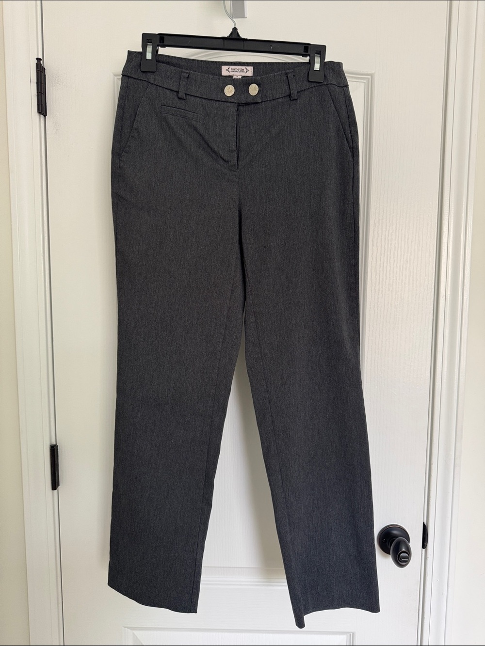 Nanette Lepore Charcoal Gray Straight-Leg Pants